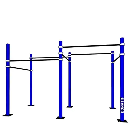 Calisthenics Rig mit Doppelkäfig - D100 | Multi-Station Gym - Ansicht der Frontstruktur