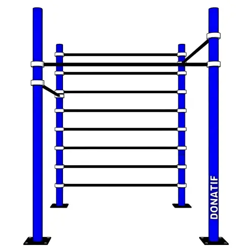 Cage Calisthenics Rack mit Rückenlehne - D100 | Sprossenwand | Gym - Ansicht der Vorderstruktur