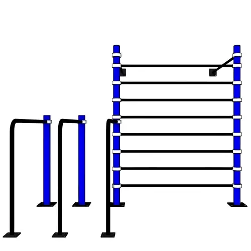 Rig Calisthenics a Spalliera con Parallele | Professionale | Regolabile - Visuale Frontale Struttura