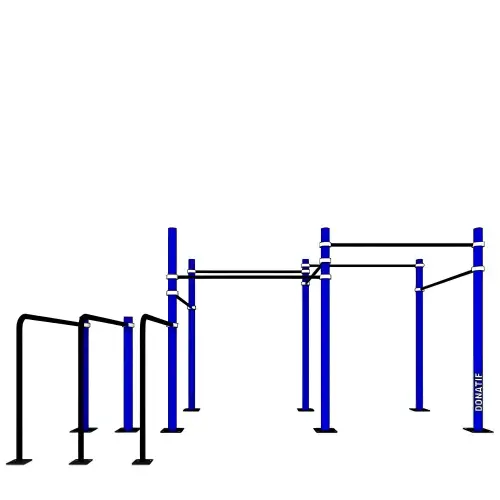 Doppelkäfig & parallele Calisthenics-Racks | Professionelles Modell - Frontansicht Struktur
