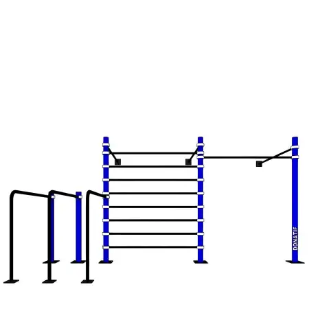 Calisthenics-Rig zur Wandmontage - Extreme D100 | Stahl | Professionell | Modular - Aufbau der Vorderansicht