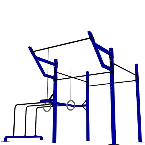 Estructura de calistenia multifunción - D80 | Personalizable: vista de barras paralelas y de anillo