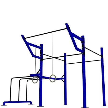 Estructura de calistenia multifunción - D80 | Personalizable: vista de barras paralelas y de anillo