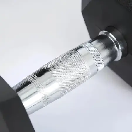Rubberized Hexagonal Dumbbell Kit from 2.5 to 60 Kg - Tot 1500 Kg - Close View Knurling Handle