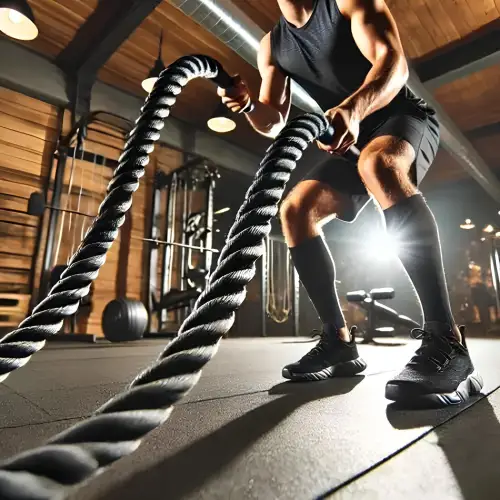 Battle Rope - Cuerda de entrenamiento de gimnasio | Donatif - Vista de uso del gimnasio