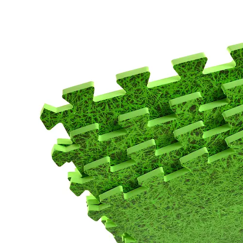 Alfombras entrelazadas EVA Puzzle | Diseño de césped - Fitness - Vista de ángulo de primer plano
