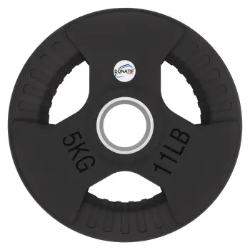 5 Kg Rubberized Disc - Hole 50 mm | Tri-Grip Handle - Front View