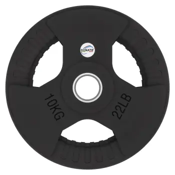 10 Kg Rubberized Disc - Hole 50 mm | Tri-Grip Handle - Front View