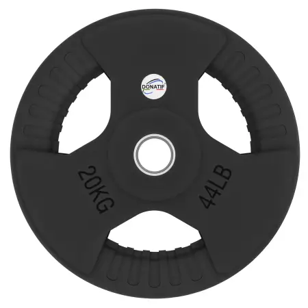20 Kg gummierte Scheibe - 50 mm Loch | Tri-Grip-Griff - Vorderansicht