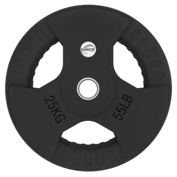 25 Kg Rubberized Disc - Hole 50 mm | Tri-Grip Handle - Front View