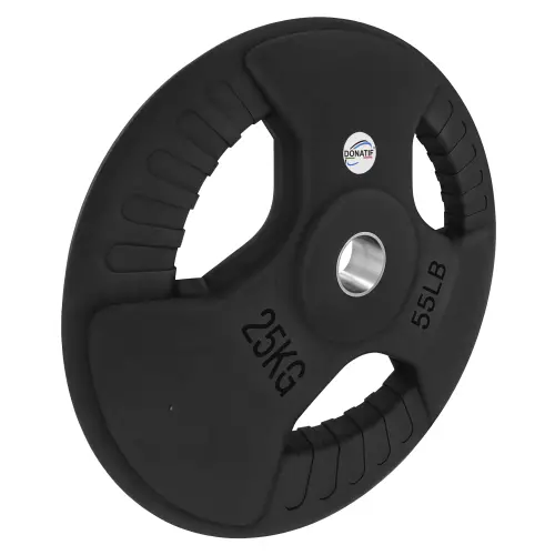 25 Kg Gummierte Scheibe - Loch 50 mm | Tri-Grip Griff - Ansicht nach rechts
