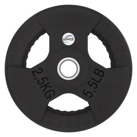 Disco Gommato da 2,5 Kg - Foro 28 mm | Impugnatura Tri-Grip - Vista Frontale