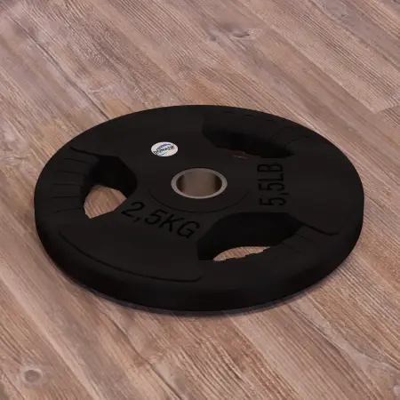 Disco Gommato da 2,5 Kg - Foro 28 mm | Impugnatura Tri-Grip - Vista Orizzontale