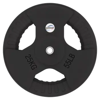 25 Kg Rubberized Disc - 28 mm Hole | Tri-Grip Handle - Front View