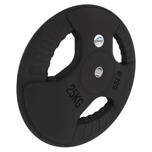 25 kg gummierte Scheibe - 28 mm Loch | Tri-Grip Griff - Ansicht nach rechts