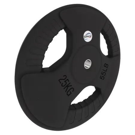 25 kg gummierte Scheibe - 28 mm Loch | Tri-Grip Griff - Ansicht nach rechts