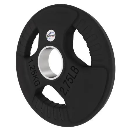 Disco Gommato da 1,25 Kg - Foro 50 mm | Impugnatura Tri-Grip - Vista con Inclinazione Verso Sinistra