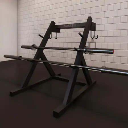 Rack d’haltères horizontal | Sur-mesure - Visuel avec haltères