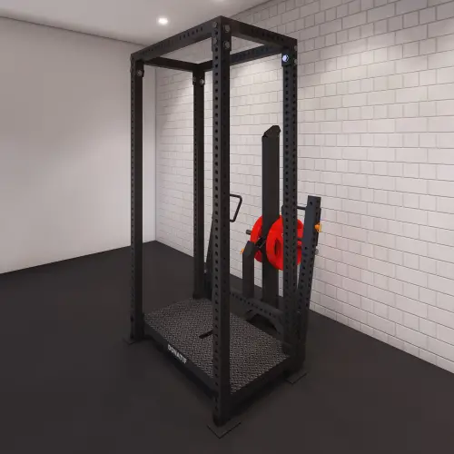 Rack con máquina de sentadillas con cinturón | Hecho a medida - Vista tridimensional de la estructura