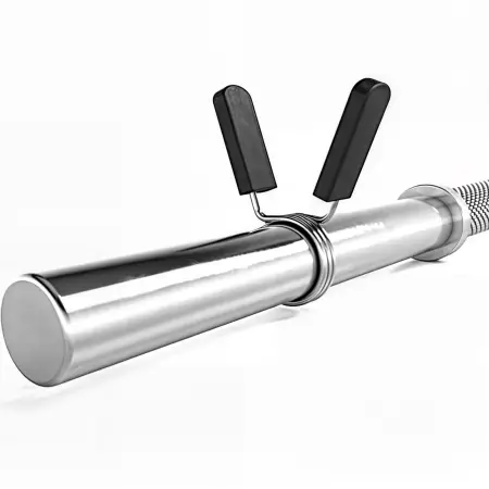 Set d’haltères et d’haltères avec 50 kg de disques caoutchoutés - Vue stationnaire montée sur haltères