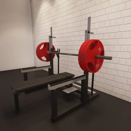 Sentadilla de banco de competición - Powerlifting | Hecho a medida - Vista completa de la habitación