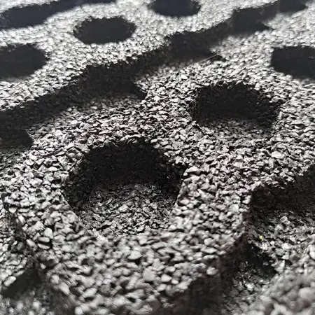 Tuile caoutchoutée 4 cm - Extérieur | Revêtement de sol sportif - Vue rapprochée de la surface inférieure