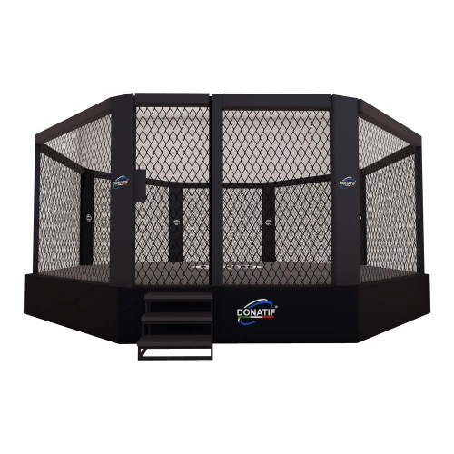Raised Octagonal MMA Cage 50 cm | Variable Size - Bottom View with Logo