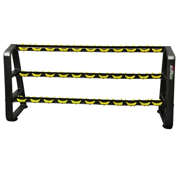 Étagère d’haltères avec 3 étagères - 16 paires - Vue complète de la grille