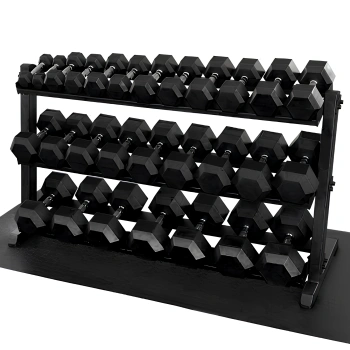 Kit de Mancuernas Hexagonales de Goma de 2,5 a 30 Kg - Tot 390 Kg - Ver Rack y Mancuernas