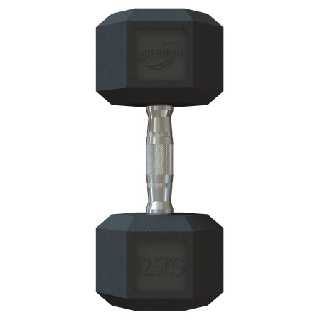 12.5 Kg Rubberized Hexagonal Dumbbell - Professional - Top View