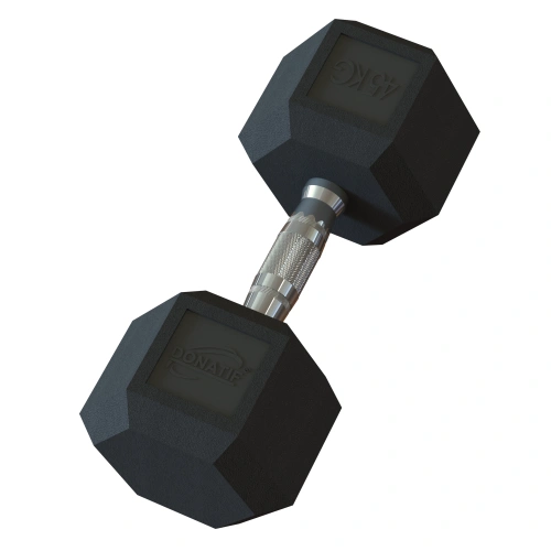 45 kg gummierte sechseckige Hantel - Professional - Vollansicht