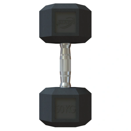 50 Kg Rubberized Hex Dumbbell - Professional - Top View