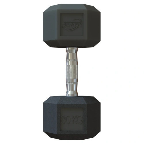 80 kg gummierte sechseckige Hantel - Professional - Draufsicht