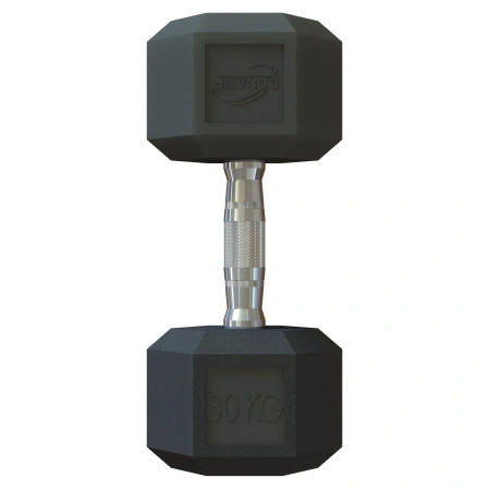 80 kg gummierte sechseckige Hantel - Professional - Draufsicht