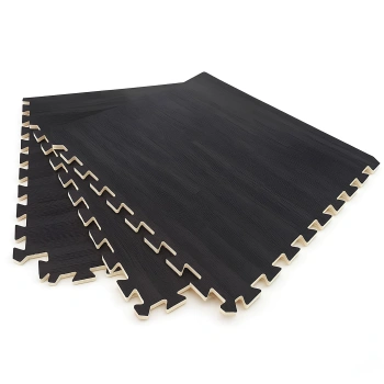Tappeti Gommati Palestra | Incastro - Puzzle | Fitness | Parquet Nero - Visuale Completa Prodotto