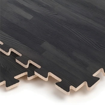 Gym Rubber Carpets | Interlocking - Puzzle | Fitness | Black Parquet - Full Product View 2