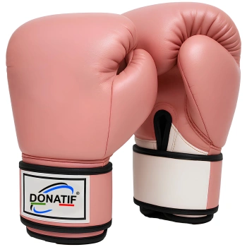 Guantoni da Boxe Rosa in Pelle Vera - GB5 | Professionali - Visuale Completa