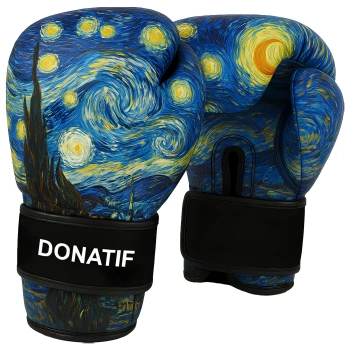 Guantoni da Boxe Design Notte Stellata - GB26 in Vera Pelle - Visuale Frontale