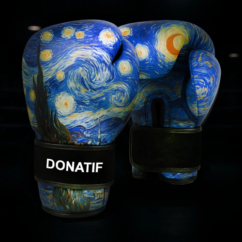 Gants de boxe Starry Night Design - GB26 en cuir véritable - Boxing Visual