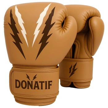 Guantoni da Boxe Muay Thai Beige - GB39 | in Vera Pelle - Visuale Completa