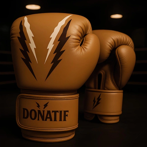 Muay Thai Boxhandschuhe Beige - GB39 | Echtes Leder - Boxen Visual