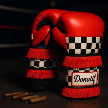 Guantoni da Boxe Design a Scacchi - GB41 | Professionali - Visuale Completa 2