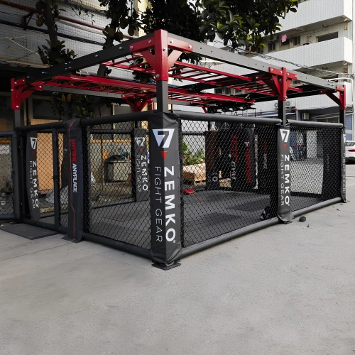 Cage MMA multifonction - SC200 | Personnalisable - Vue du logo du client sur la cage MMA