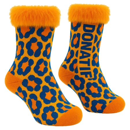 Chaussettes léopard - Bordure en fausse fourrure - CZ2 | Donatif - Vue d’ensemble