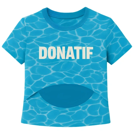 Camiseta de diseño de piscina con corte abdominal - T3 | Donatif - Vista completa
