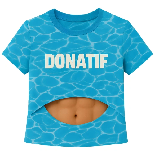 Swimming Pool Design T-Shirt with Abdominal Cut - T3 | Donatif - Front View