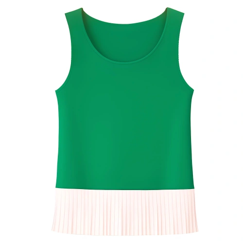 Grün und Weiß Design Tank Top mit Fransen - T7 | Donatif - Rückansicht