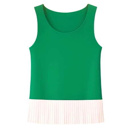 Grün und Weiß Design Tank Top mit Fransen - T7 | Donatif - Rückansicht