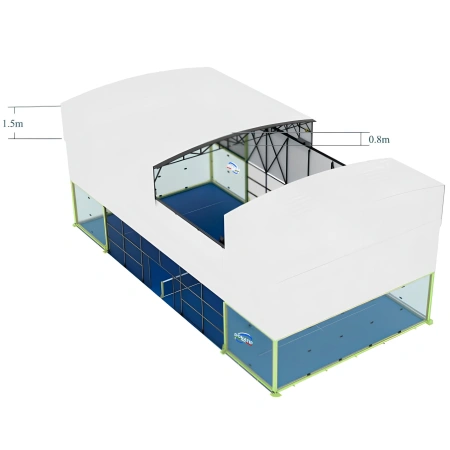 Terrain de padel ouvrable électriquement - CP30 | Professionnel - Vue latérale