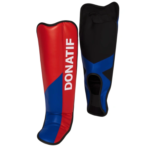 Paratibie da Boxe con Design Rosso Blu - PB8 | Professionali - Visuale Completa